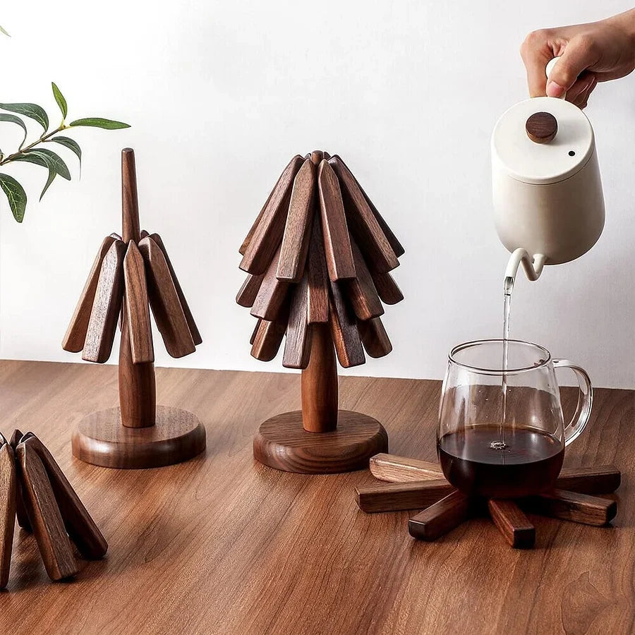 Wekbourne - Artisan Wooden Tree-Shaped Coaster Set