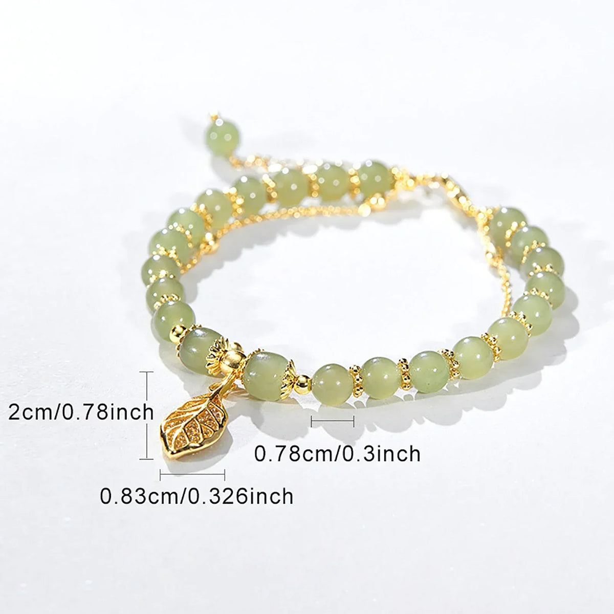Curanthe Jade Leaf Bracelet - Elegant Charm with Calming Stone Design