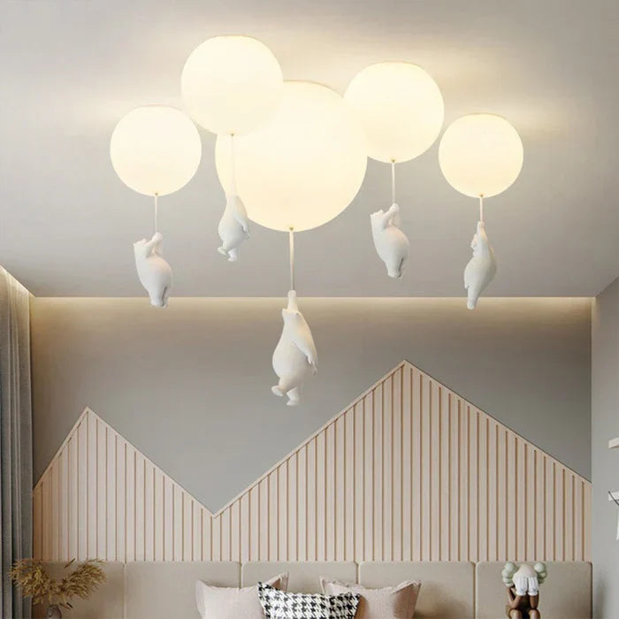 CloudBear - Playful Bear and Balloon Kids Ceiling Lamp