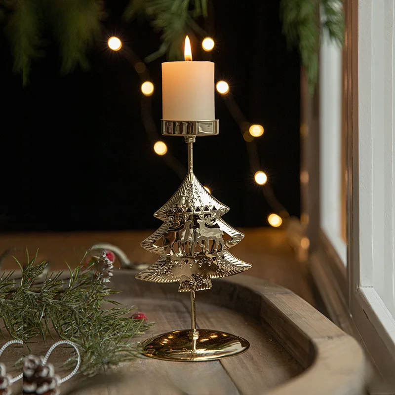 ReedSpruce - Gilded Star and Tree Candle Holder