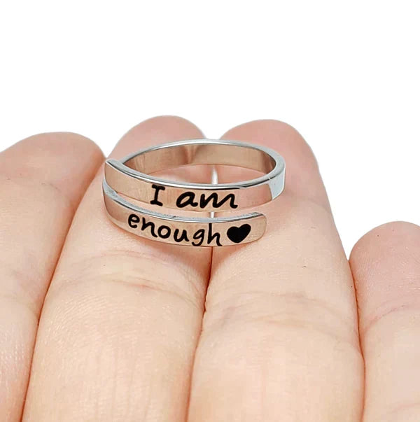 Bonvira - "I Am Enough" Silver Confidence Ring