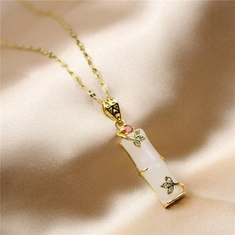 Ajaline - Jade Amulet Necklace - Spiritual Pendant for Good Fortune