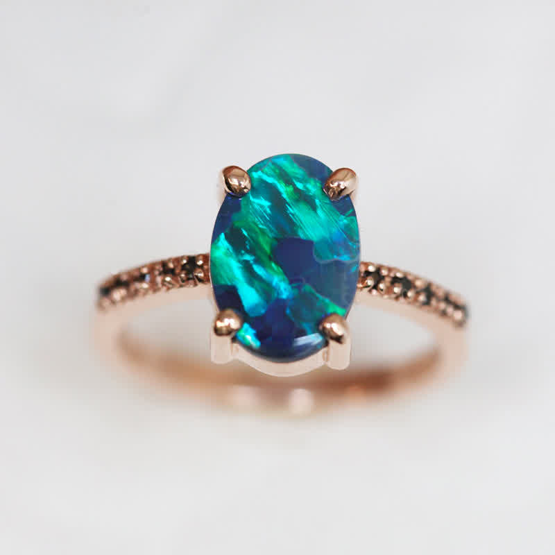 Isabella - Sapphire and Opal 3-Piece Ring Set