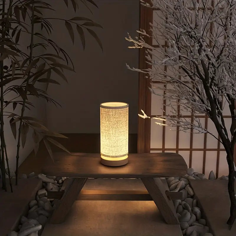 LinoGlow - Linen-Style Nightstand Lamp for Bedroom Ambiance