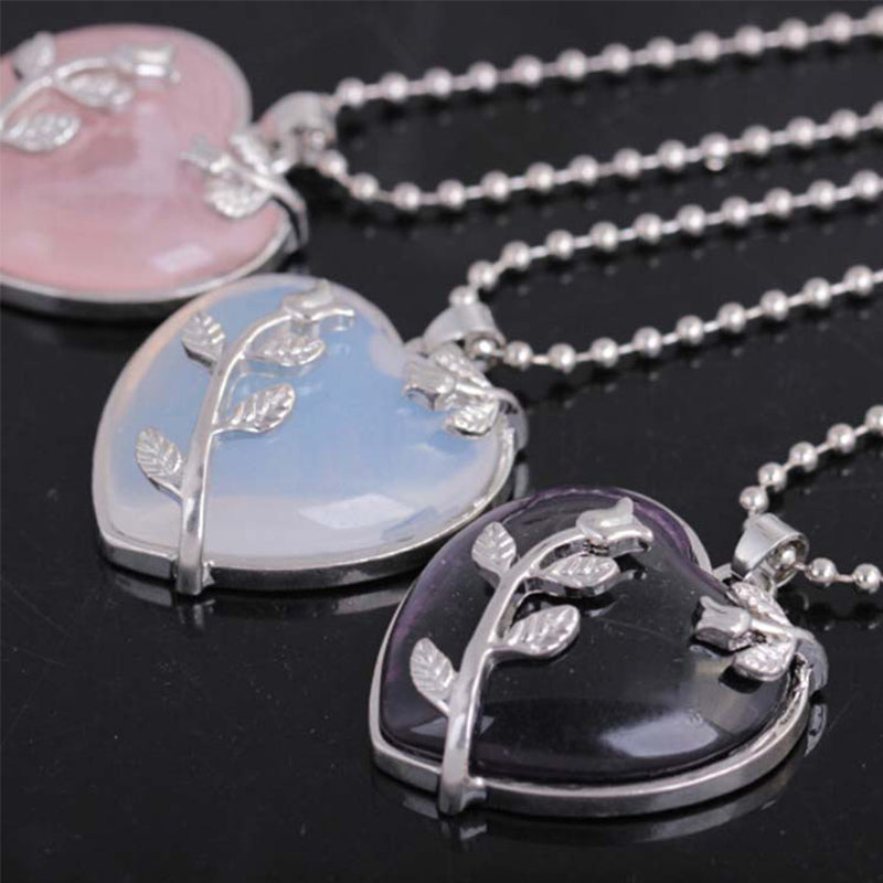 Amara Heart-Shaped Rose Quartz Necklace - Elegant Romantic Pendant