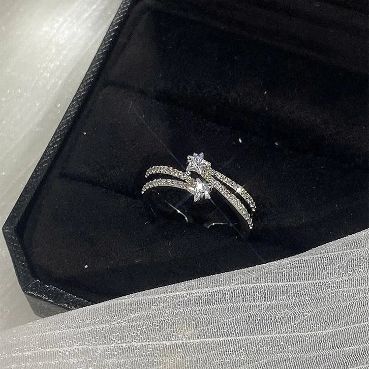 Astrid Ring Set - Double-Layered Star Rings with Zirconia Accents