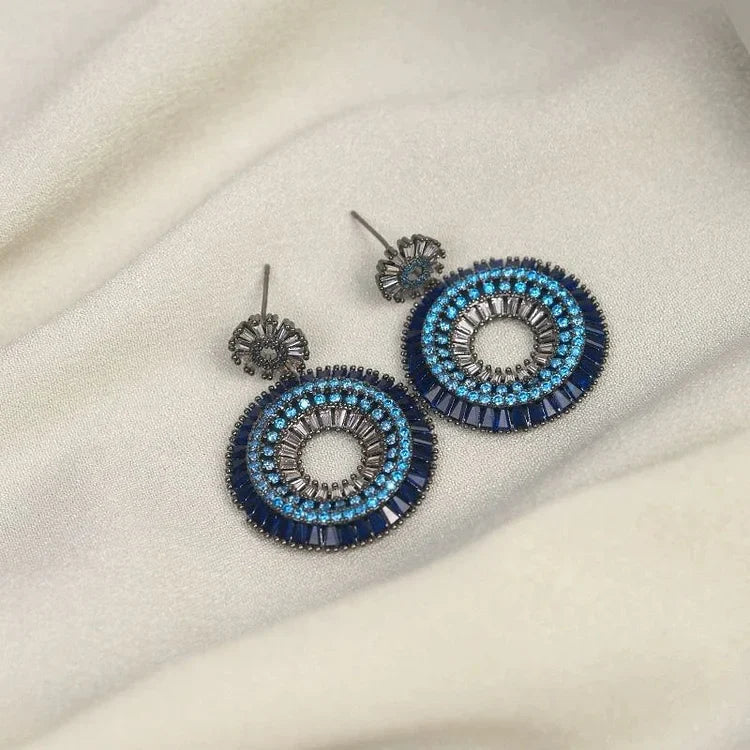 Layla Collection - Elegant Sterling Silver Evil Eye Earrings
