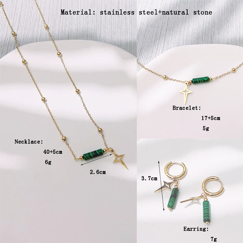 Maria Malachite Star Jewelry Set - Earrings, Necklace and Bracelet