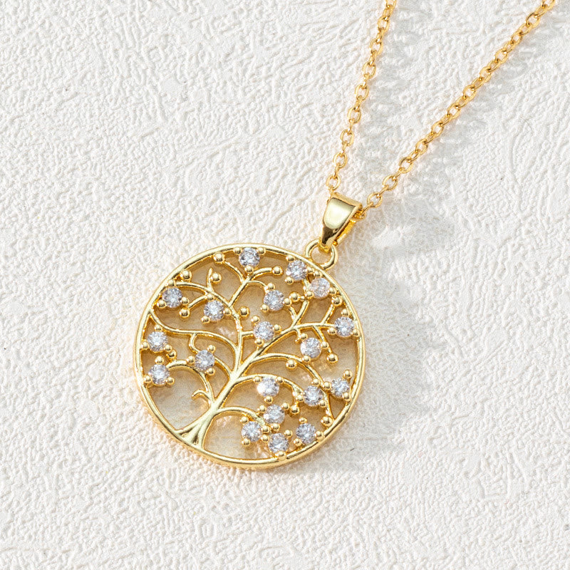 Luna Zirconia Tree of Life Pendant Necklace - Eye-Catching Design