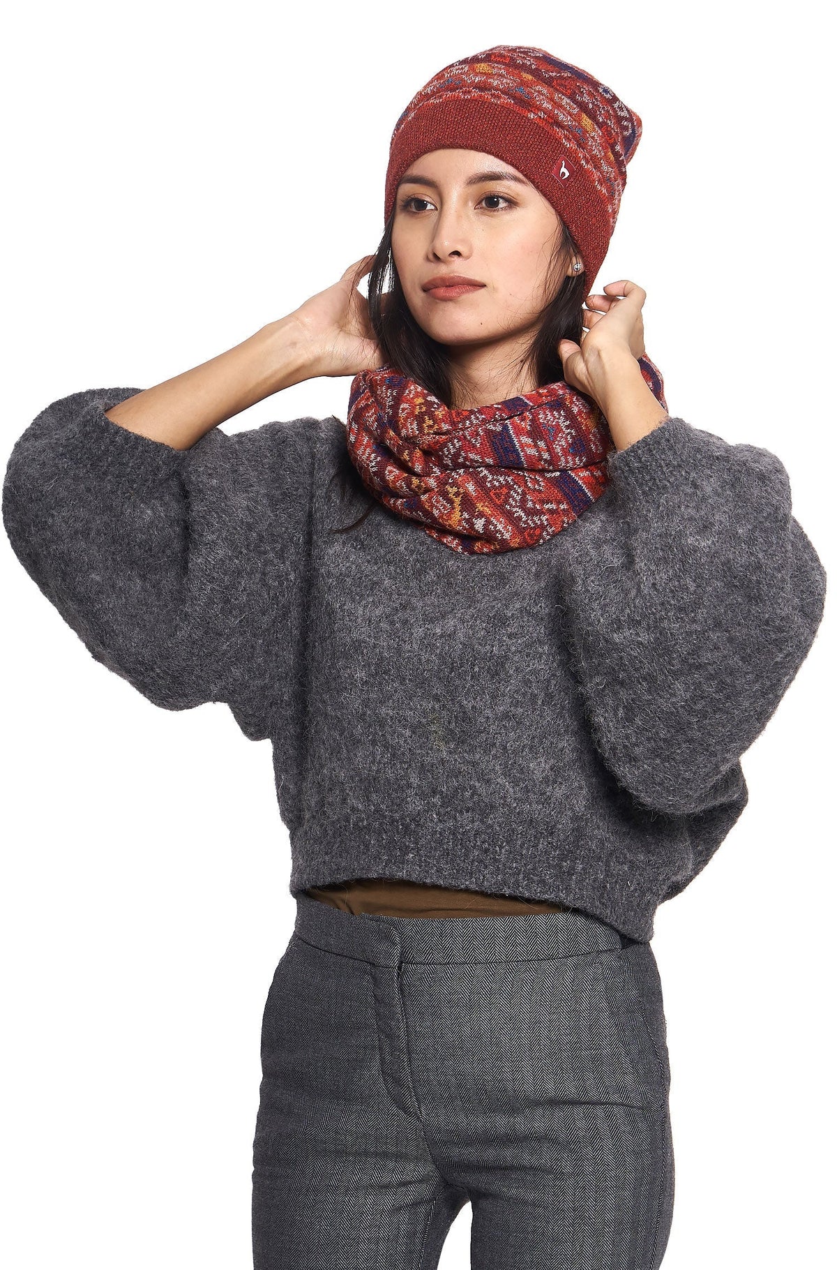 AlpacaFit Beanie - Cozy Jacquard Knit Hat in Premium Wool