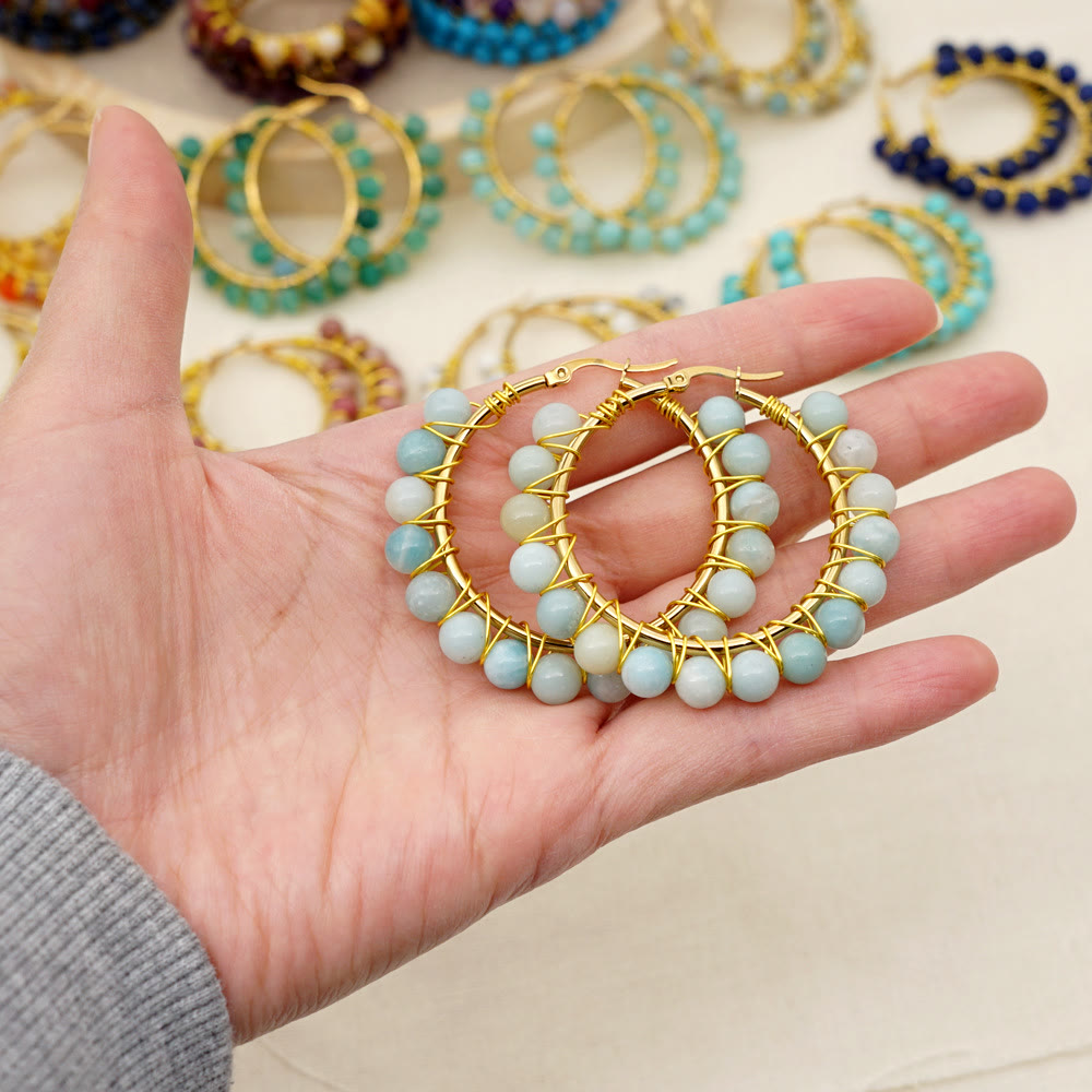 Sanne's - Elegant Boho Nature-Inspired Crystal Hoop Earrings
