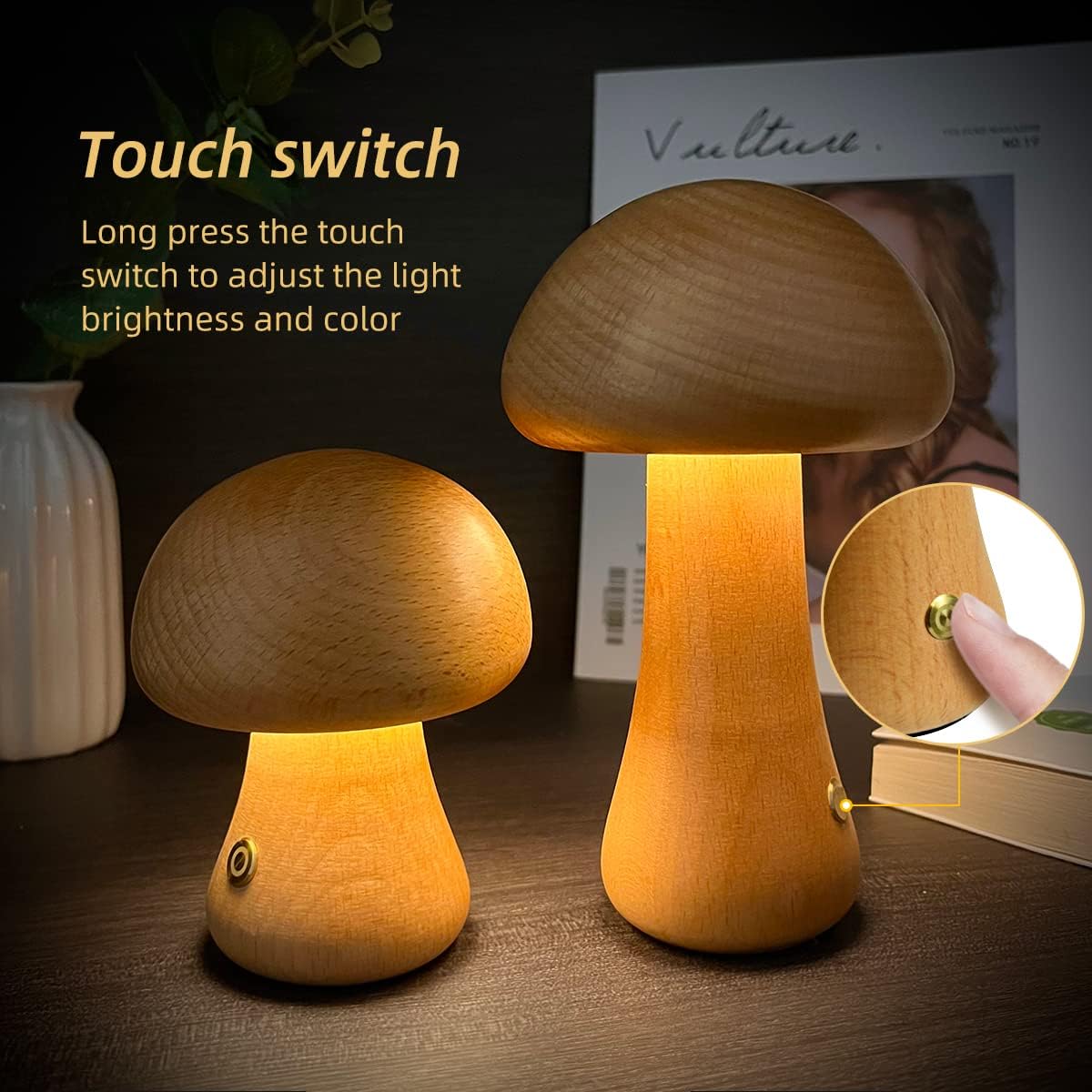 GlowShroom - Wooden LED Mushroom Night Light