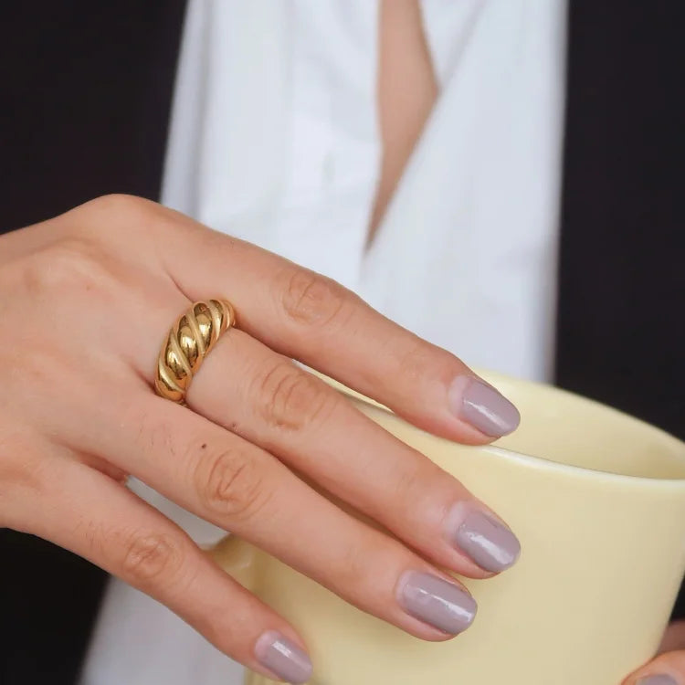 Dorvienne - Gold Vermeil Rope Dome Ring