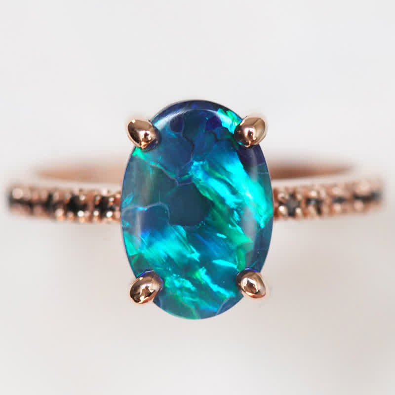 Isabella - Sapphire and Opal 3-Piece Ring Set