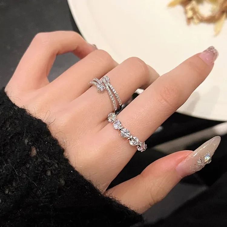 Astrid Ring Set - Double-Layered Star Rings with Zirconia Accents