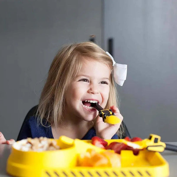 ConstructoFork - Bulldozer-Shaped Kids Utensil Set for Mealtime Fun