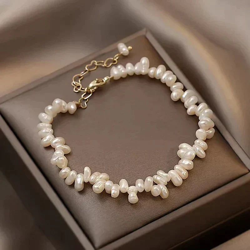 Almyra - Freshwater Pearl Bracelet with Elegant Adjustable Design in White