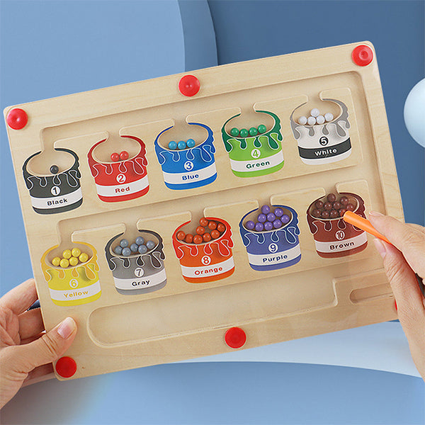 ColorMaze - Magnetic Wooden Color and Number Maze for Kids