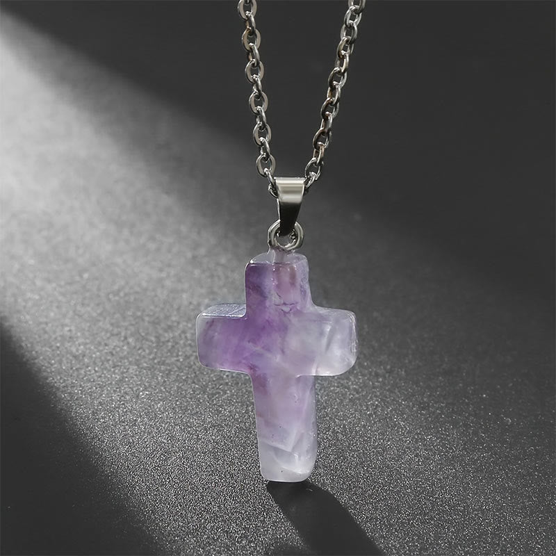 Bysera - Natural Gemstone Cross Necklace