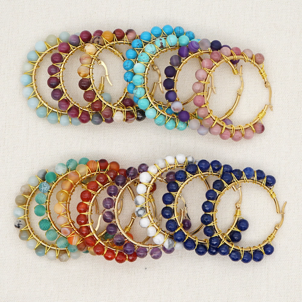 Sanne's - Elegant Boho Nature-Inspired Crystal Hoop Earrings