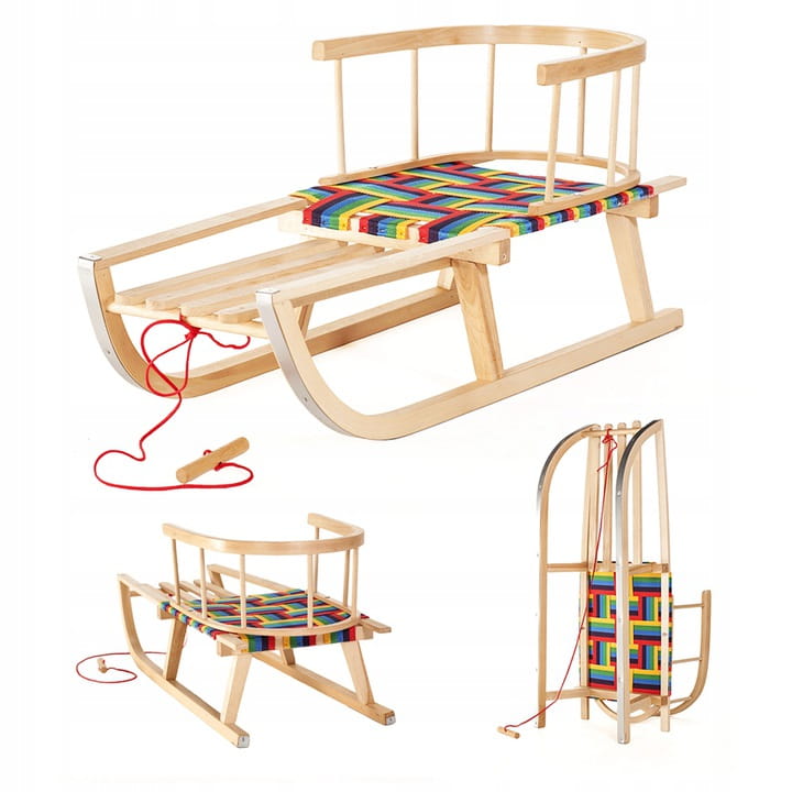 SnowGlide Sled - Wooden Sled with Fabric Seat for Kids