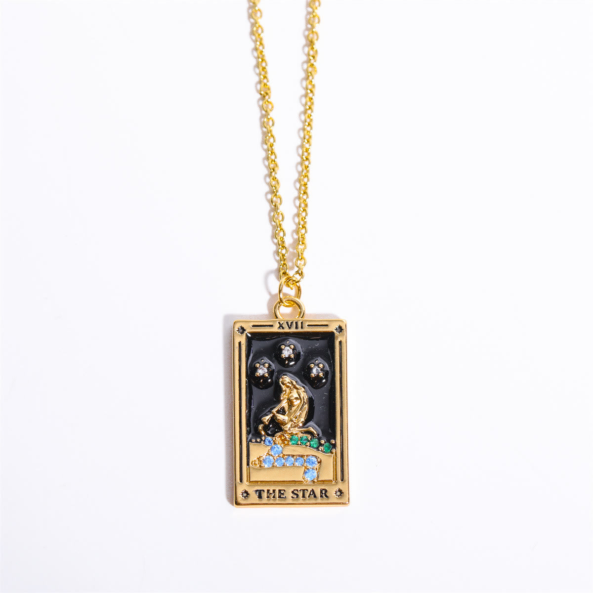 Amara Gold-Plated Tarot Drop Pendant Necklace - Zirconia Charm