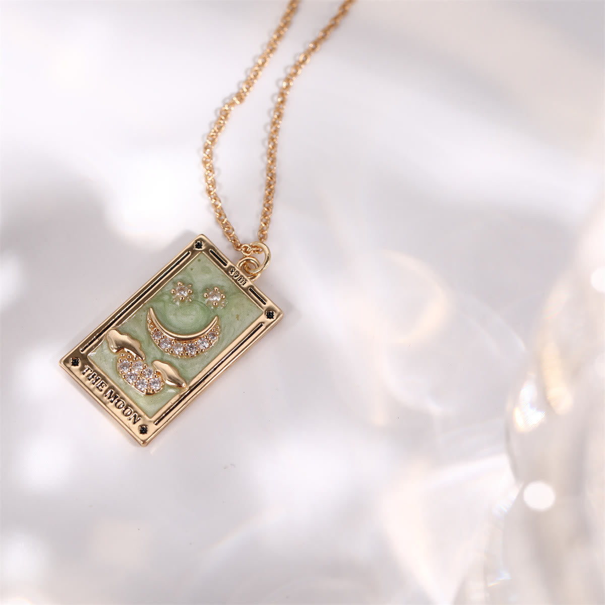 Amara Gold-Plated Tarot Drop Pendant Necklace - Zirconia Charm