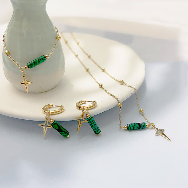 Maria Malachite Star Jewelry Set - Earrings, Necklace and Bracelet