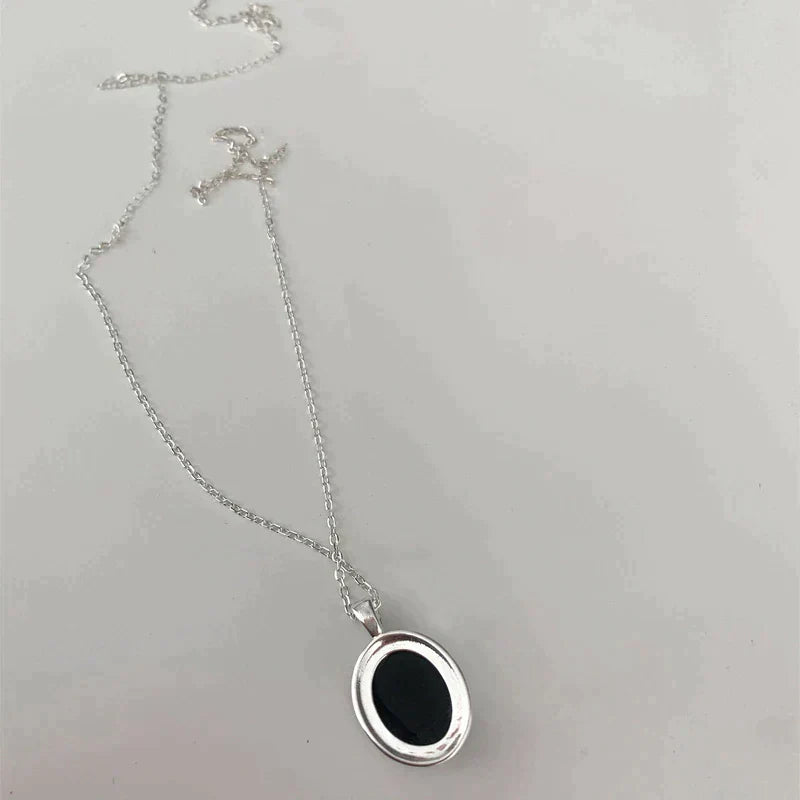 Aldevine - Black Opal Necklace, A Bold Statement in Sterling Silver