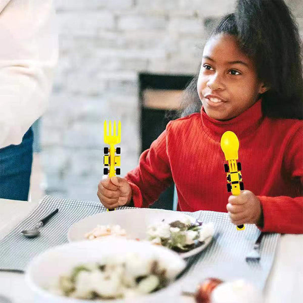ConstructoFork - Bulldozer-Shaped Kids Utensil Set for Mealtime Fun