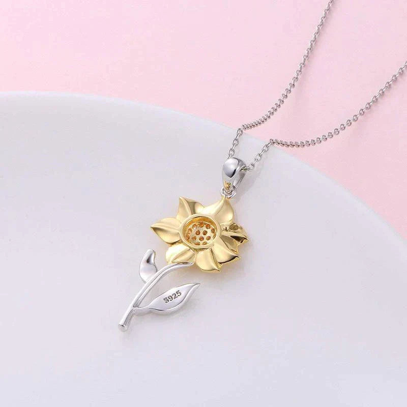Himara - Silver and Gold Sunflower Necklace