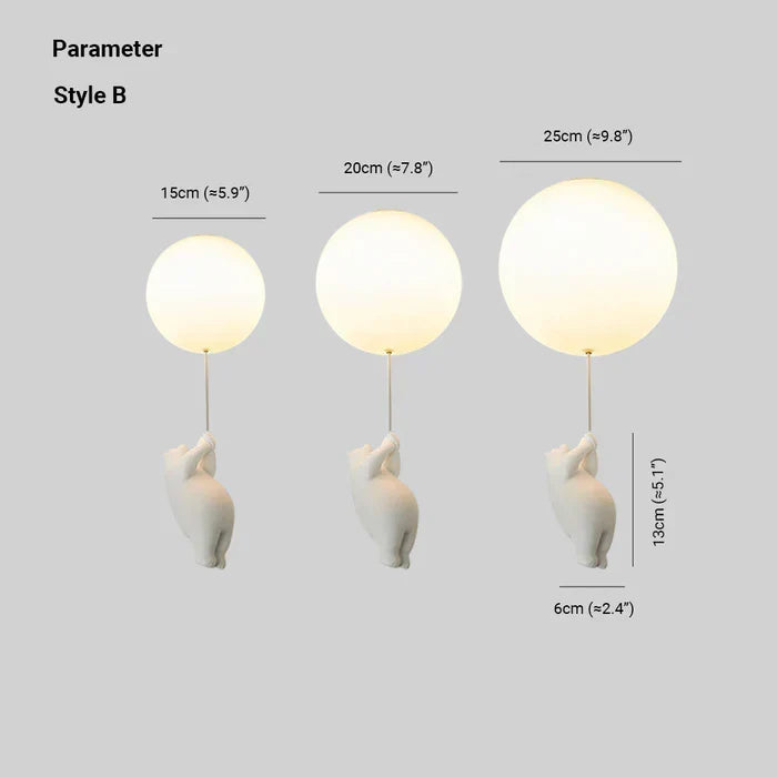 CloudBear - Playful Bear and Balloon Kids Ceiling Lamp