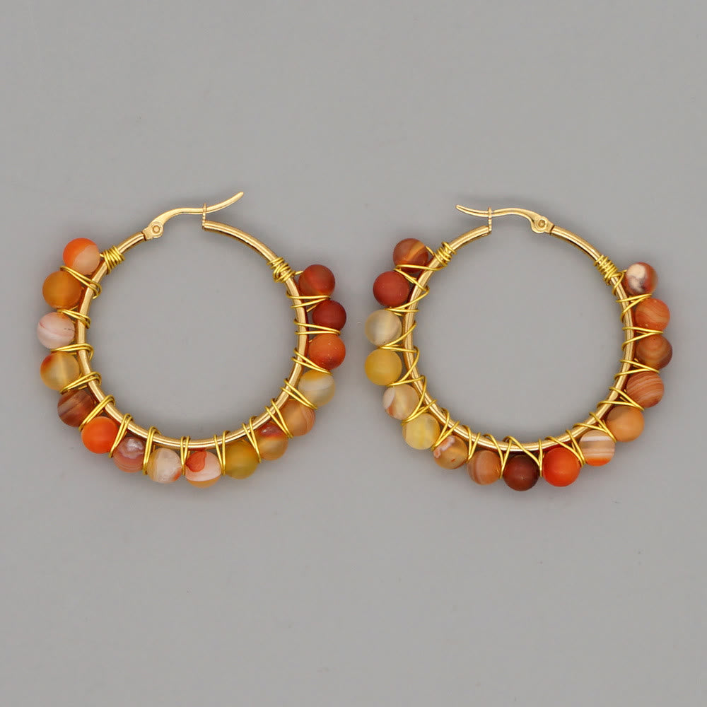 Sanne's - Elegant Boho Nature-Inspired Crystal Hoop Earrings