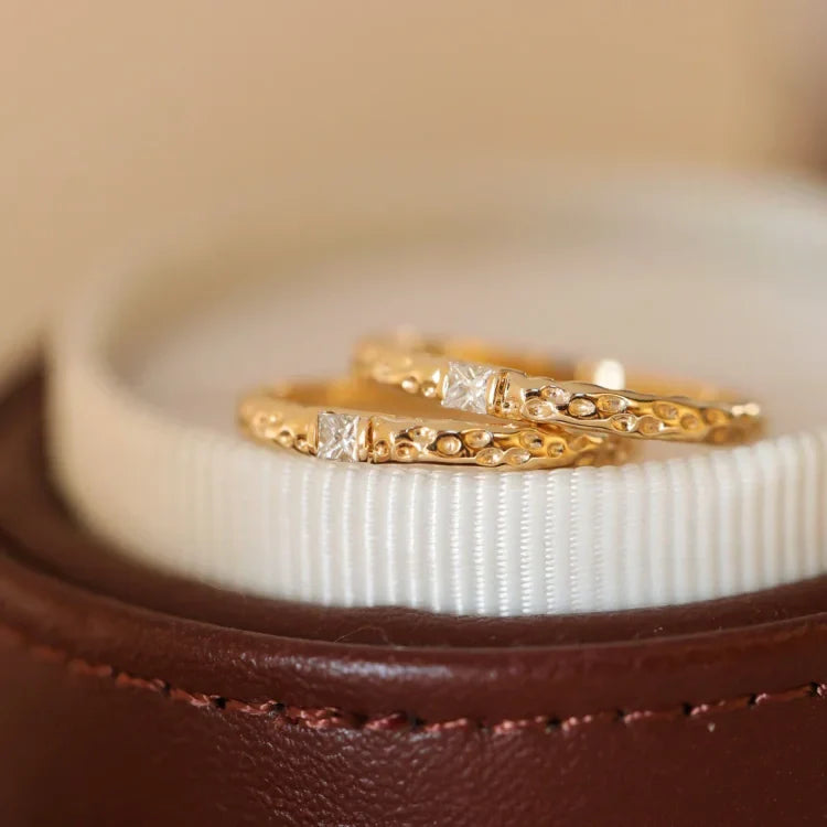 Aurora Ring - Gold-Plated Sterling Silver Ring with Cubic Zirconia