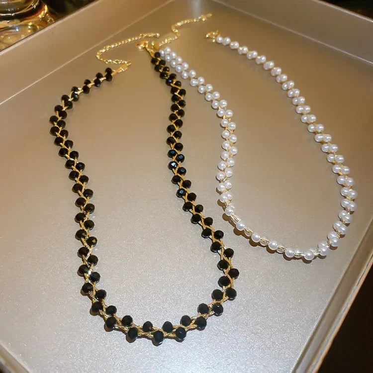 Belvina - Elegant Layered Crystal and Pearl Necklace
