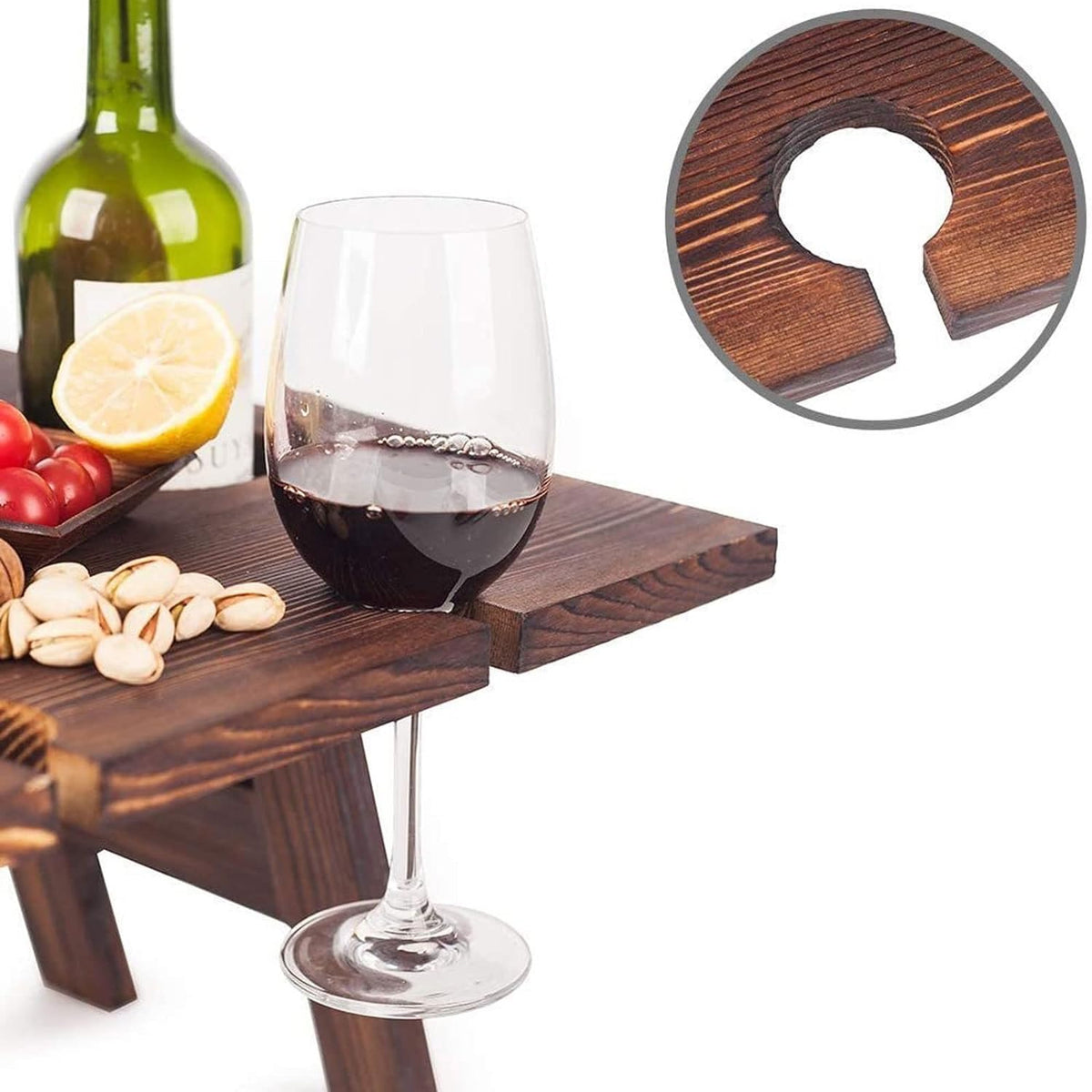 WoodenWine RackTable - Stylish Portable Wine Table for Outdoor Entertaining