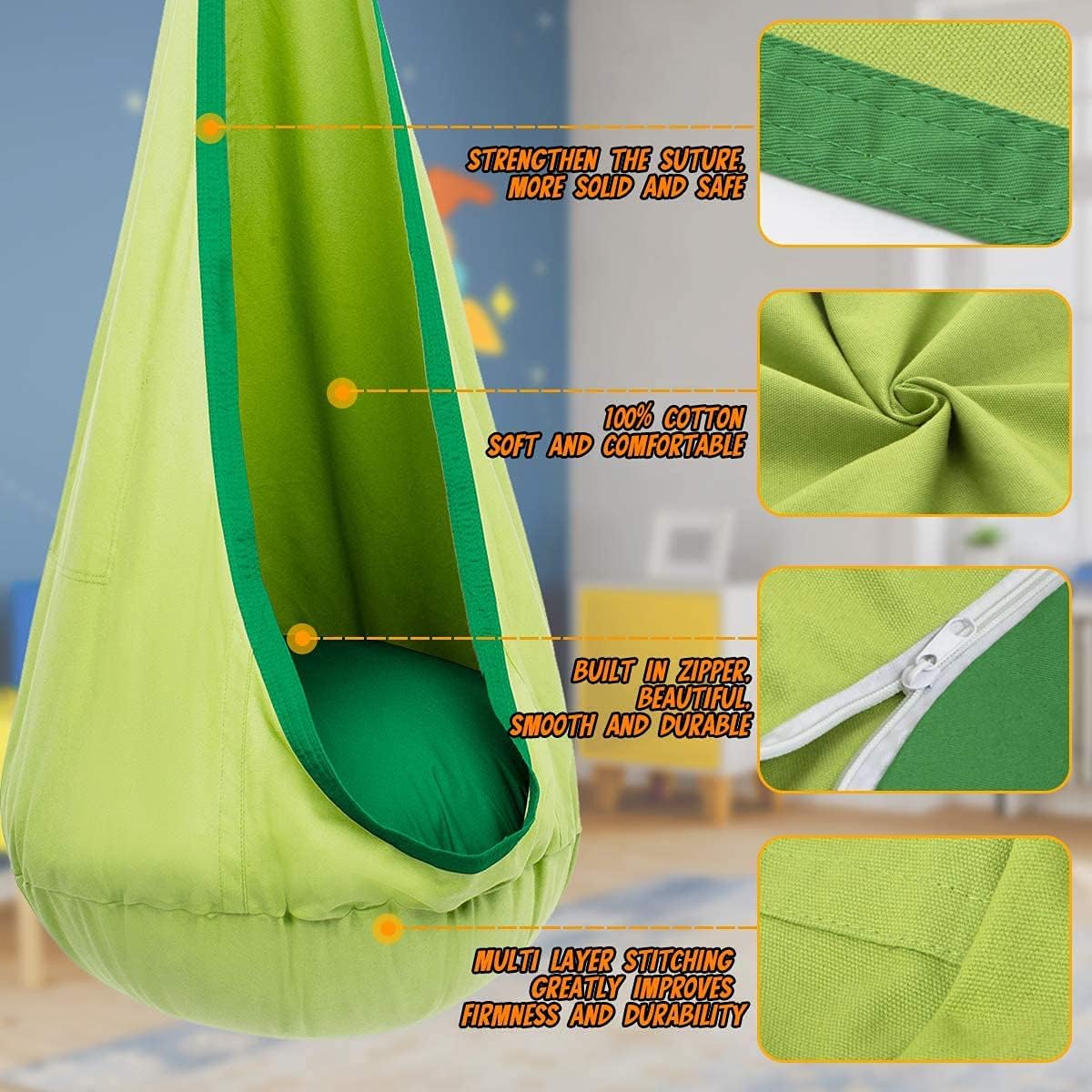 HangingJoy - Indoor Outdoor Kids Hammock Swing