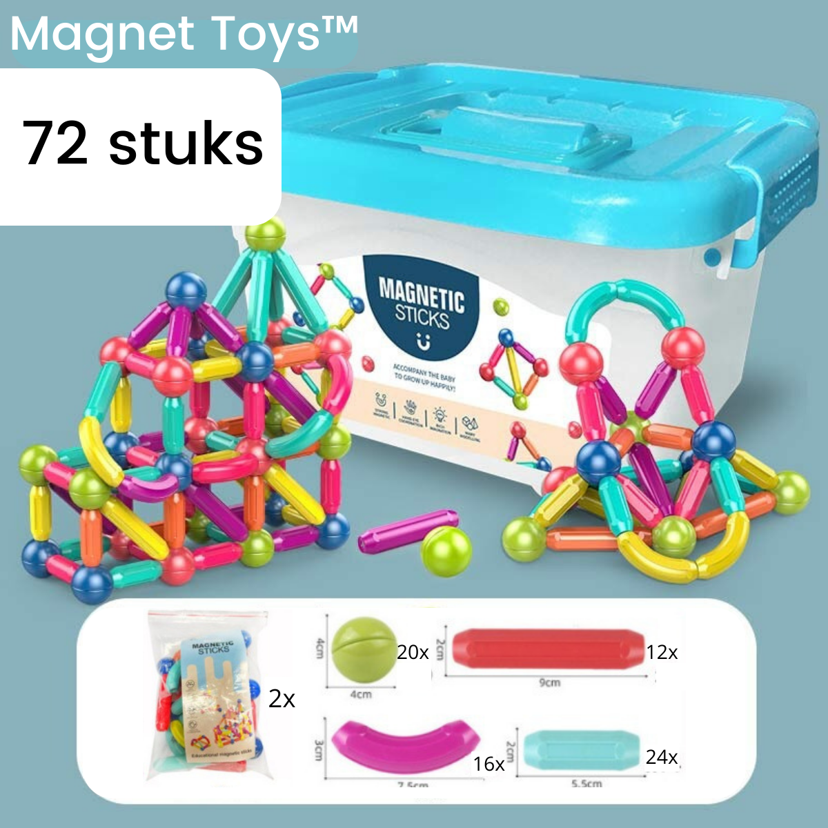 CreativeMag Sticks - Magnetic Building Sticks for Creative Kids