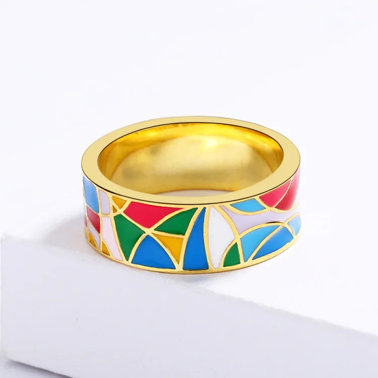 Nadia - Elegant Enamel Cubic Zirconia Ring