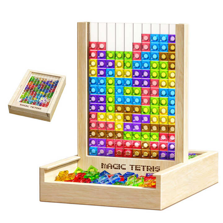 TetrisWood Game - Durable Wooden Puzzle for Family Fun