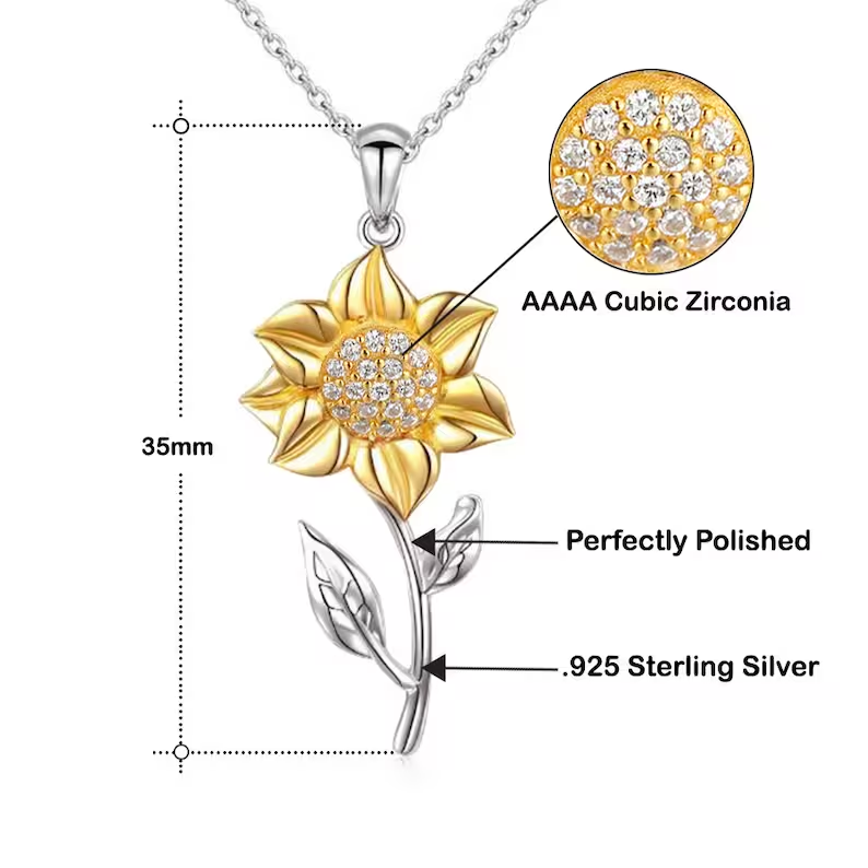 Himara - Silver and Gold Sunflower Necklace