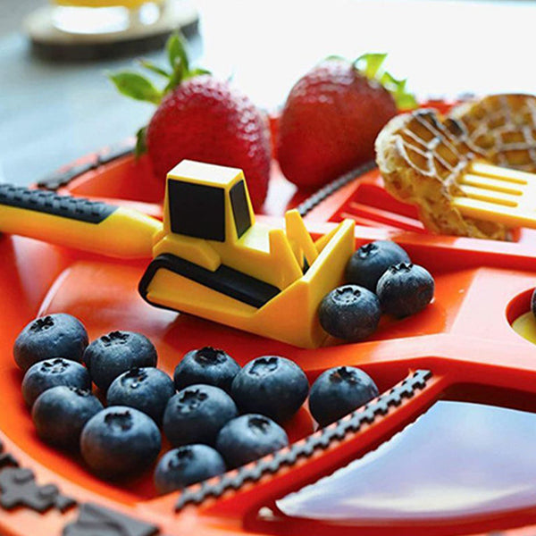 ConstructoFork - Bulldozer-Shaped Kids Utensil Set for Mealtime Fun