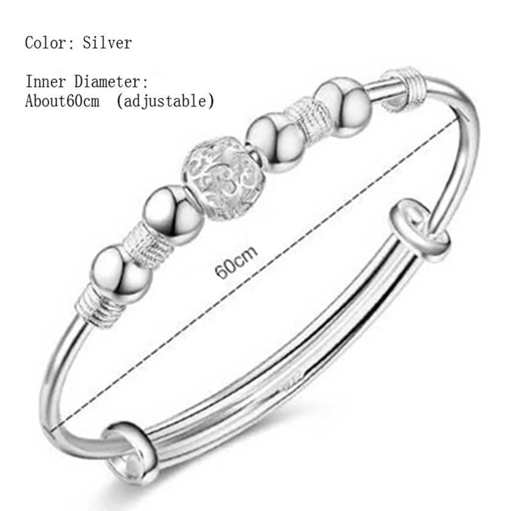 Nuvella - Elegant Silver Lucky Bead Bracelet