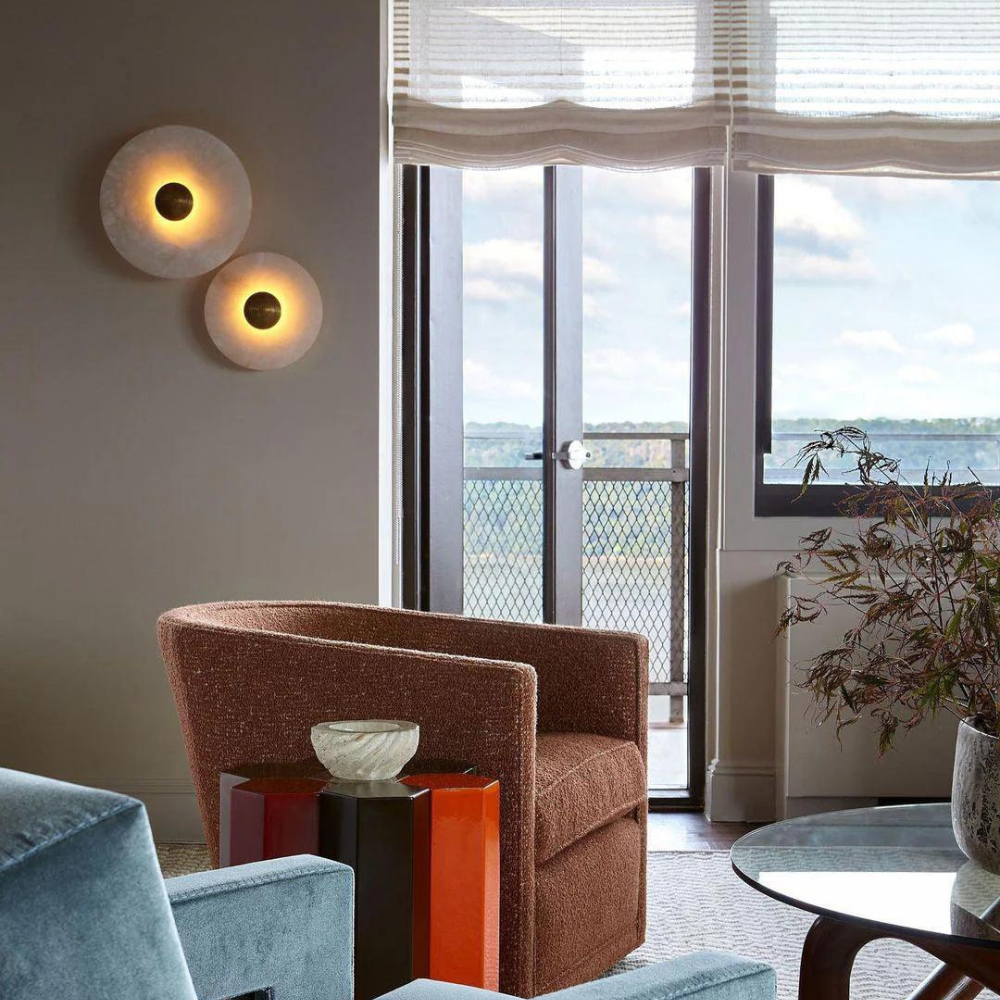 Mordox - Round Alabaster Aluminum Wall Lamp