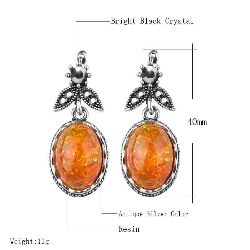 Nora Vintage Floral Amber Earrings - Timeless Retro Elegance