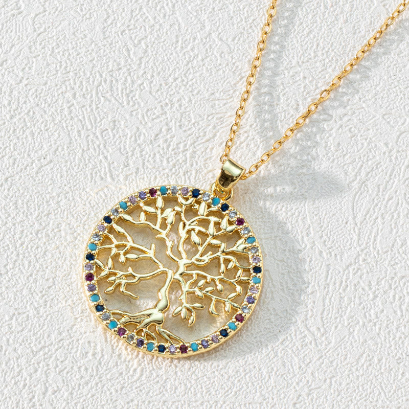 Luna Zirconia Tree of Life Pendant Necklace - Eye-Catching Design
