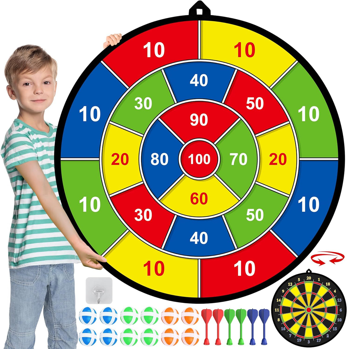 Large Double-Sided Dartboard for Kids - Fun Indoor and Outdoor Game
