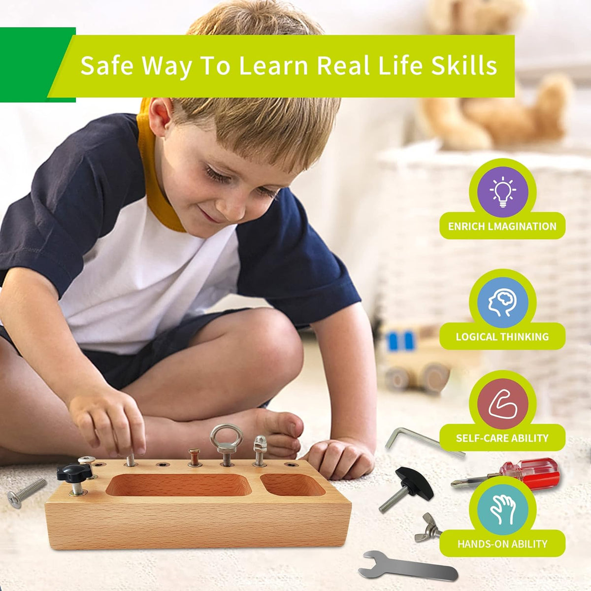 Busy Board Toy - Educational Montessori Play Board for Kids