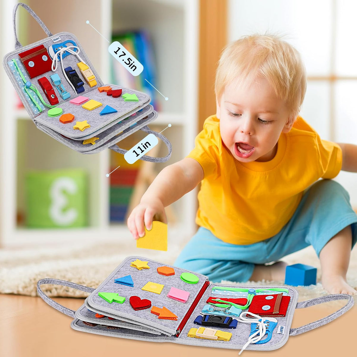 3D Busy Board & Pinboard Bag - Toddler Sensory Activity Board