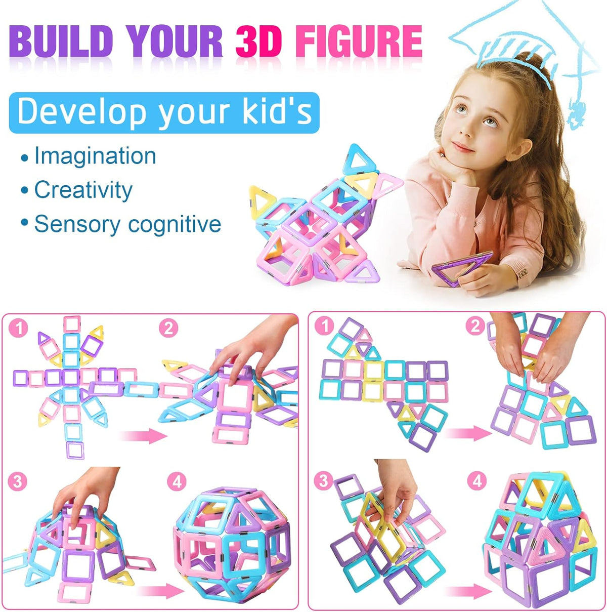 Narwhal - Magnetic Building Tiles for Kids